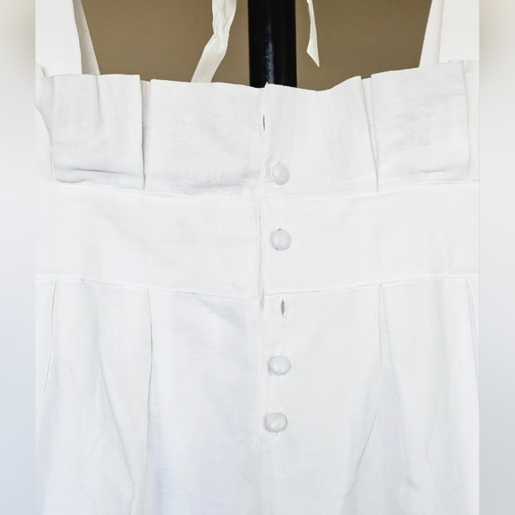 Chateau De Sable Girls White Linen Sleeveless Dress with Bow - Picture 5 of 7